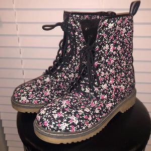 Floral Combat Boots